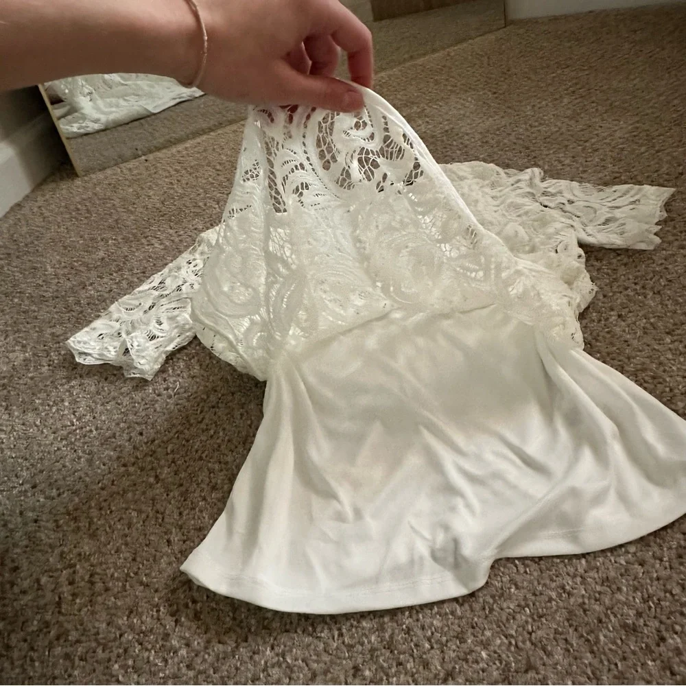 🪽 (NWOT) Adrianna Papell • White Lace Blouse - Picture 9 of 10